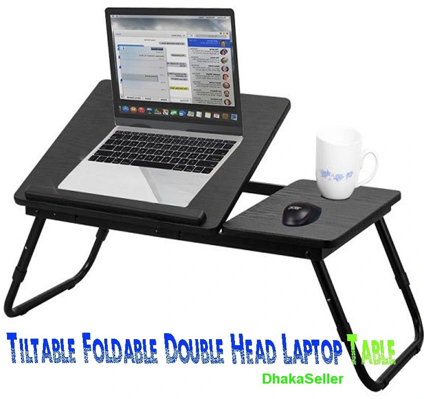 Tiltable Foldable Double Head Laptop Table